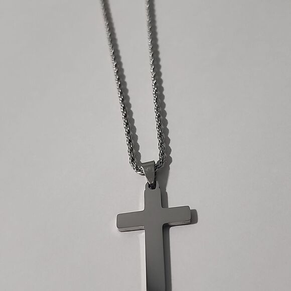 Silver Cross Pendant Necklace - Picture 1 of 4